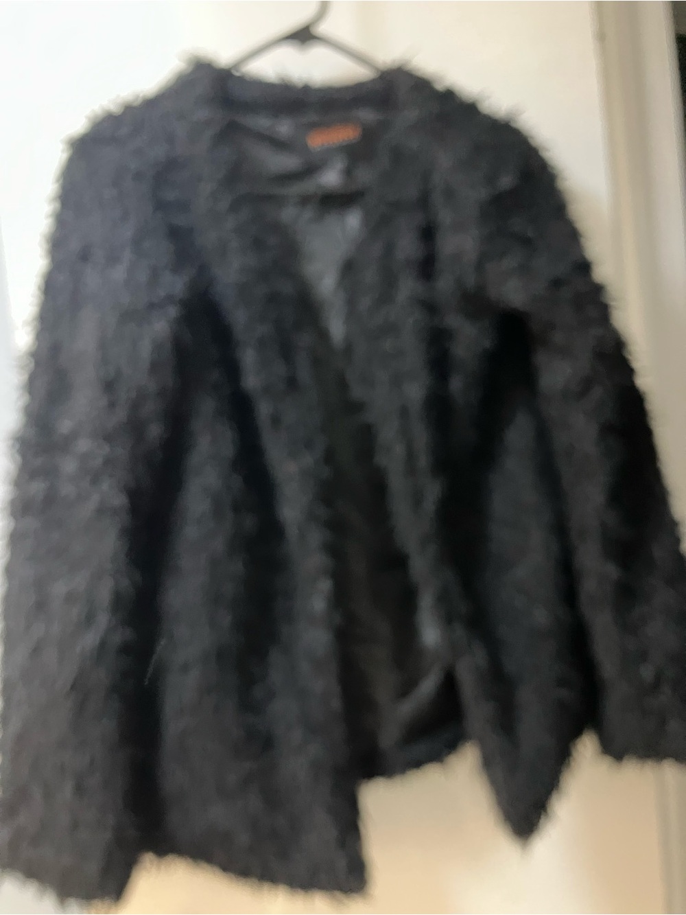 Ambiance Black Shaggy Open-Front Cardigan
